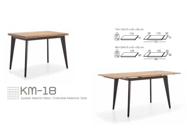 Açılabilir Melamin Masa KM18